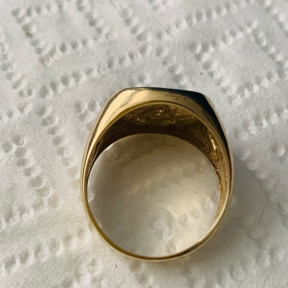 14 K Yellow gold with Blue enamel Masonic ring - Picture 5 of 10